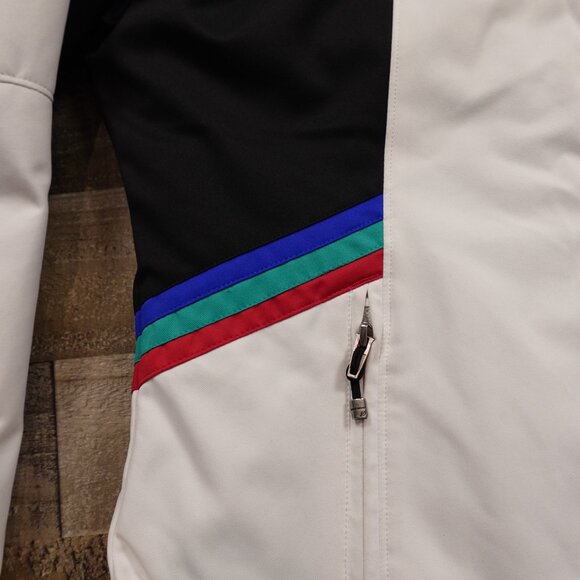 Obermeyer ski snow jacket women's 12 white triple striped Thermore insulation - Picture 4 of 16